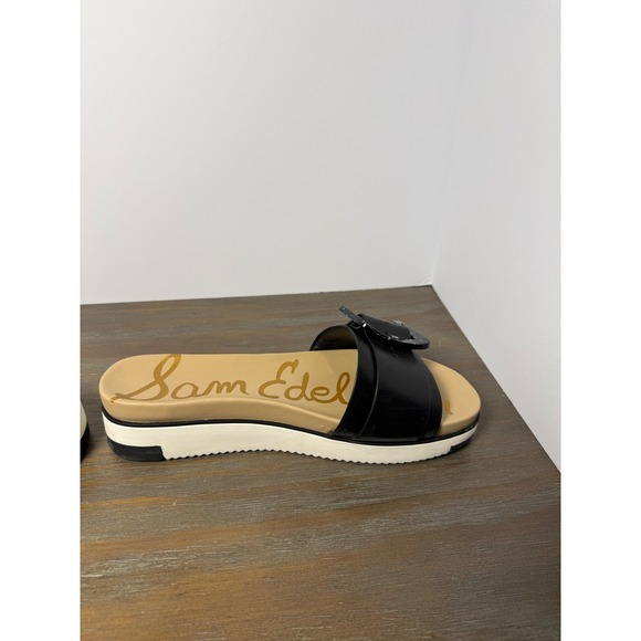 Sam Edelman Ariane Black Platform Slides Buckle Sandals 7.5 Leather - Picture 6 of 11